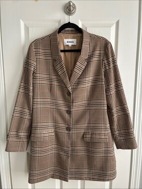 BB Dakota Beige and Brown Plaid Blazer Jacket
